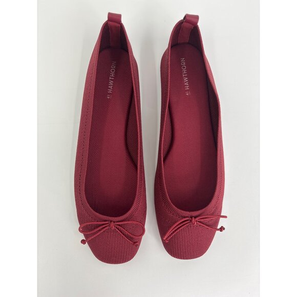41 Hawthorn Textile Stretch Bow Ballet Flat Shoe Burgundy Red Size 7.5 NWOB - Picture 5 of 7